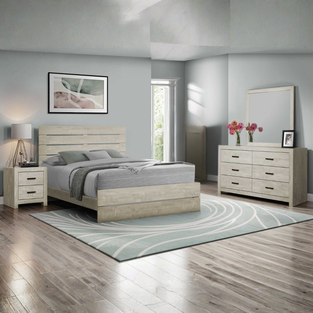Ensemble chambre queen Belvian Classic chêne blanchi 4 ou 6 pièces bois ingénierie – Bonito Meubles Montréal