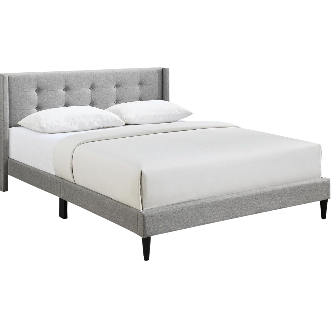 Belvyn – Lit double – Tissu (Gris)