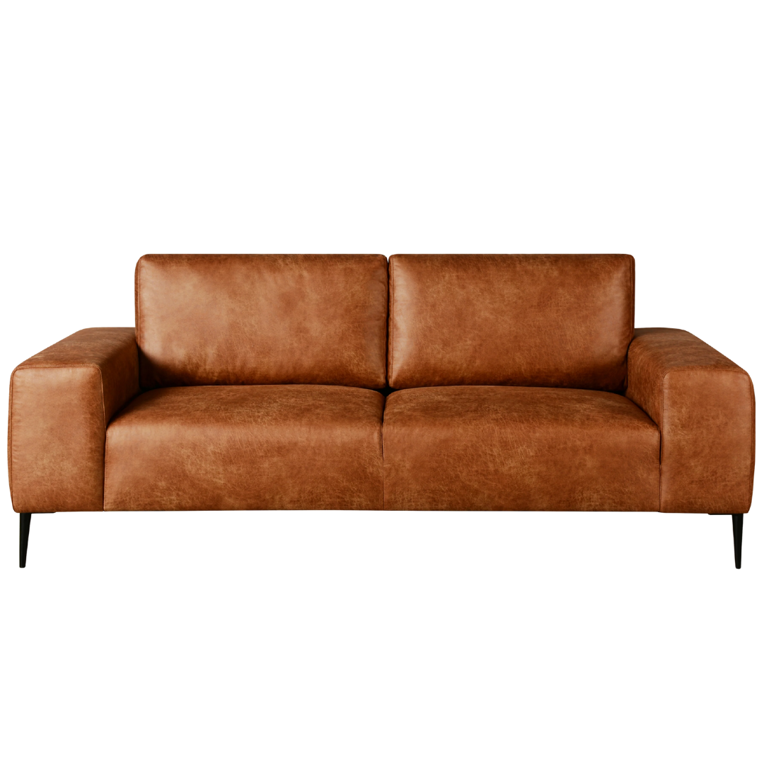 Blinda – Faux Leather Living Room Set – Black Metal Legs – Tan