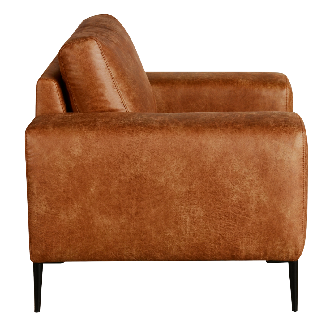 Blinda – Faux Leather Living Room Set – Black Metal Legs – Tan