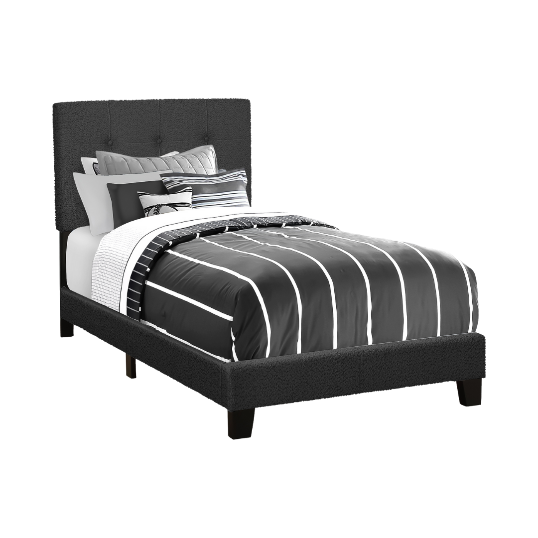 Bourel – Lit Simple – Bouclé (Noir)