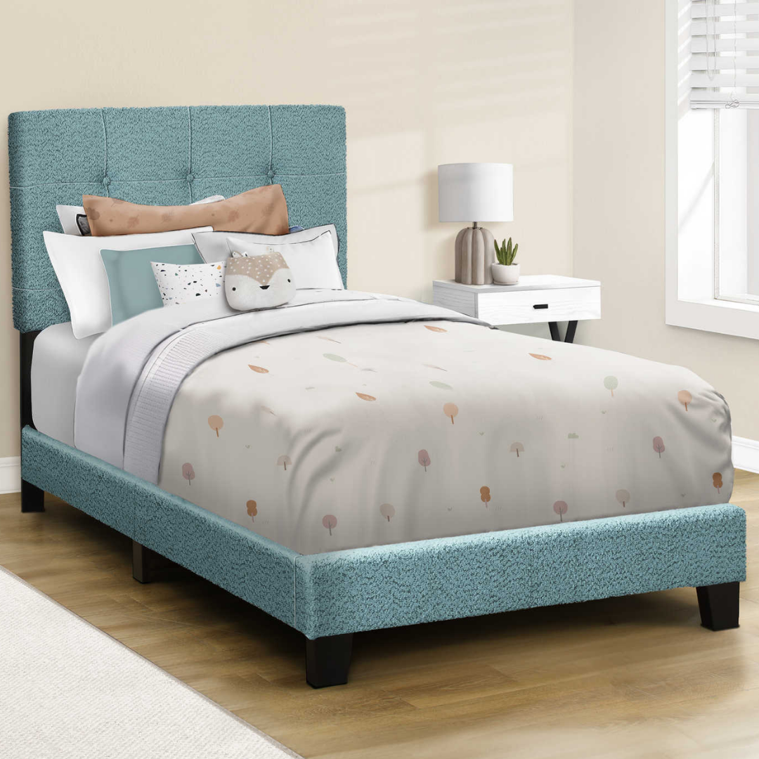 Bourel – Lit simple – Boucle (Bleu clair)