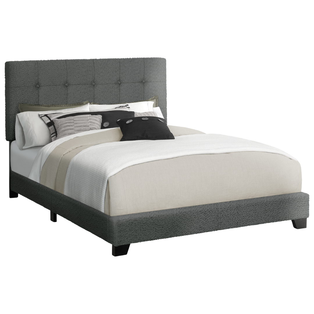 Bourel – Lit Queen – Boucle (Gris foncé)