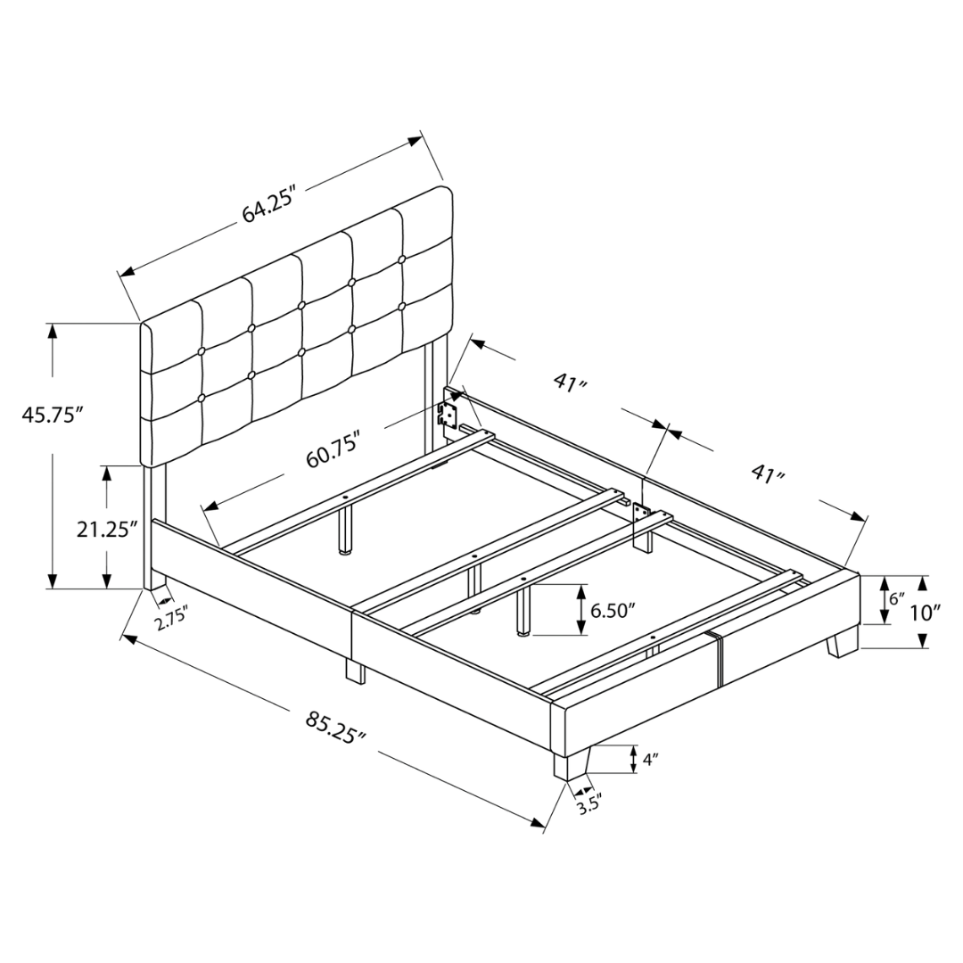 Bourel – Queen Bed – Boucle (Dark Grey)