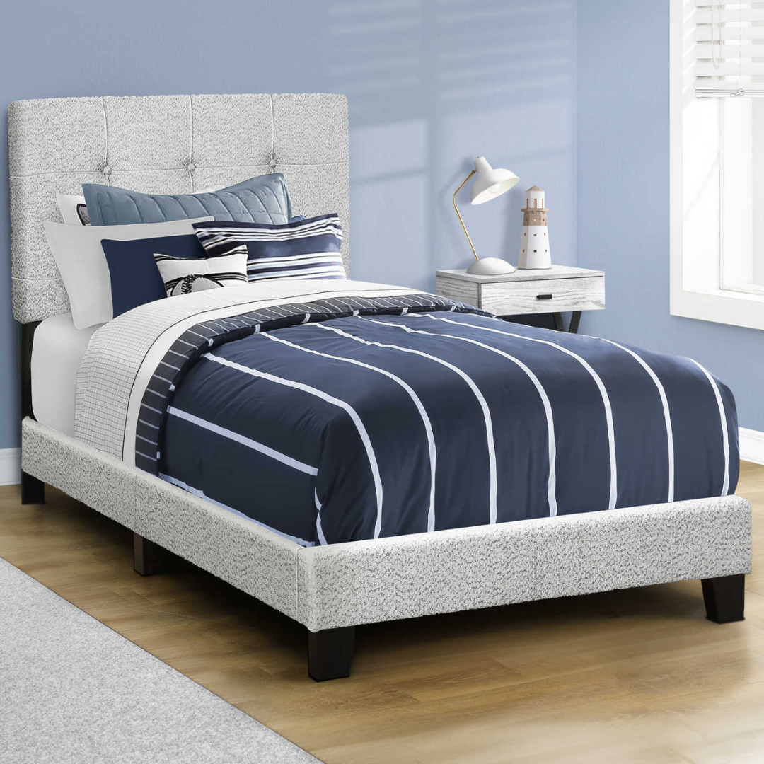 Bourel – Lit simple – Boucle (Gris clair)