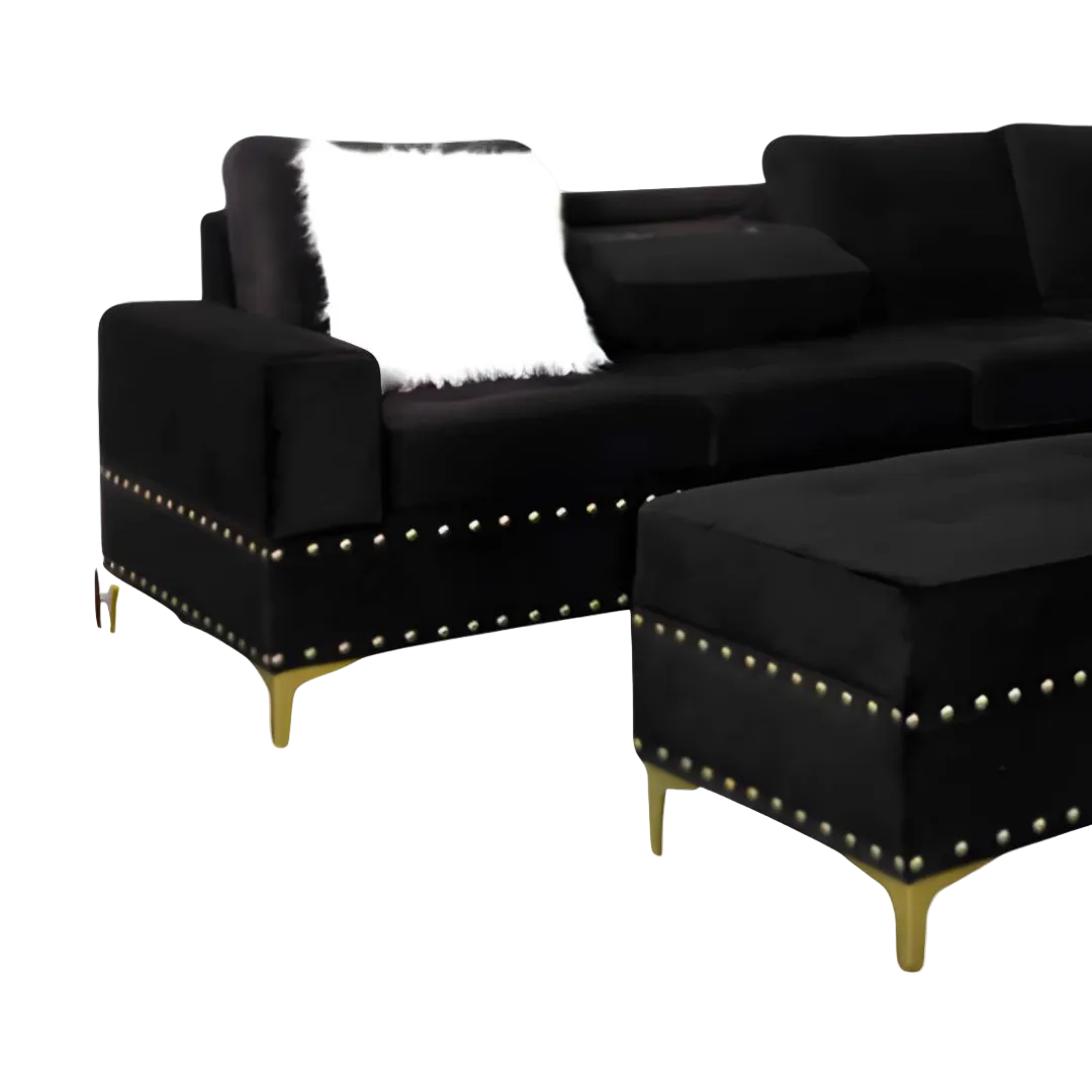 Brano – Canapé d'angle réversible – Velours noir