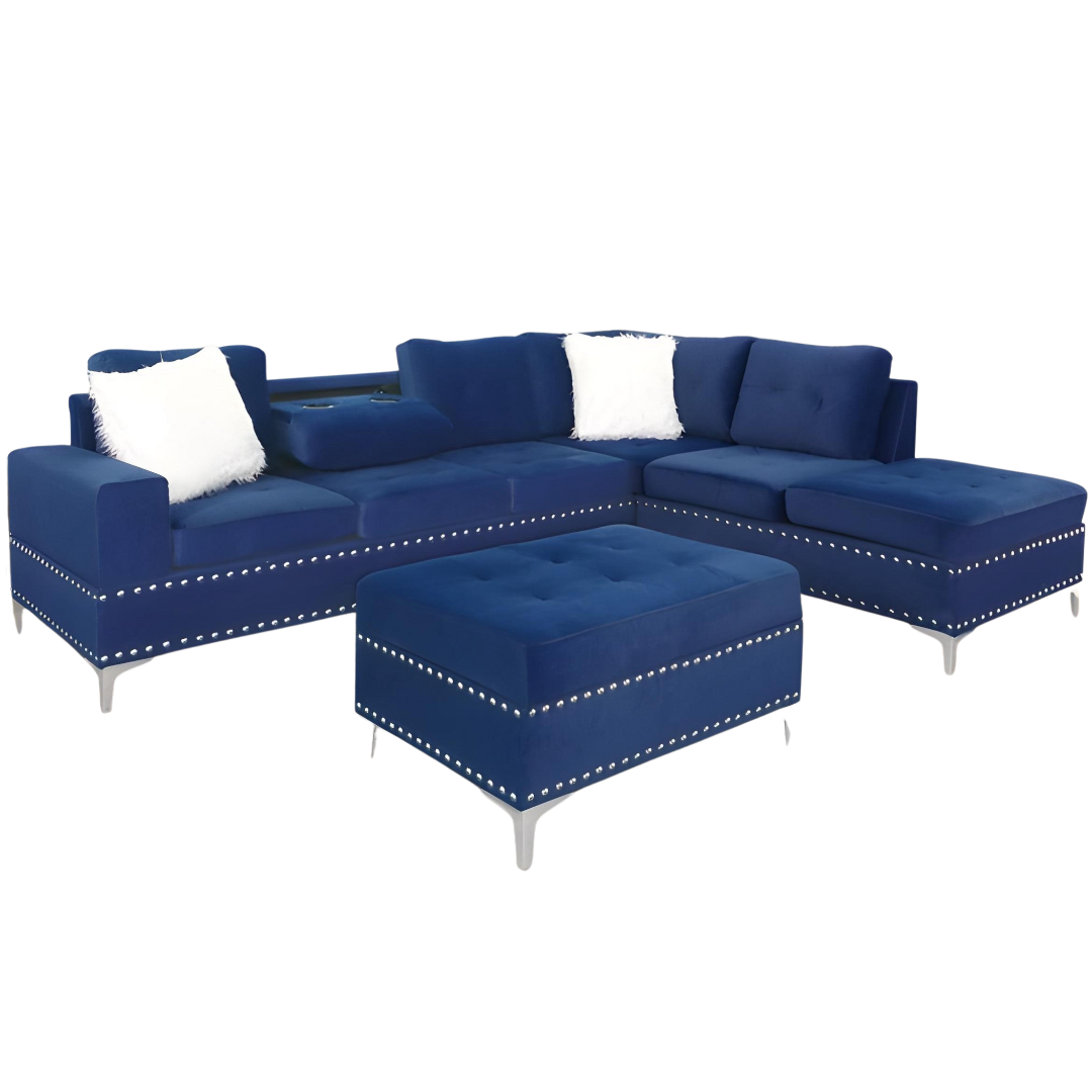 Brano – Reversible Sofa Sectional – Blue Velvet