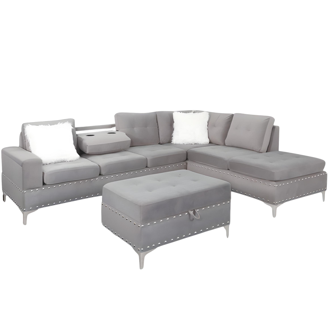 Brano – Canapé d'angle réversible – Velours gris