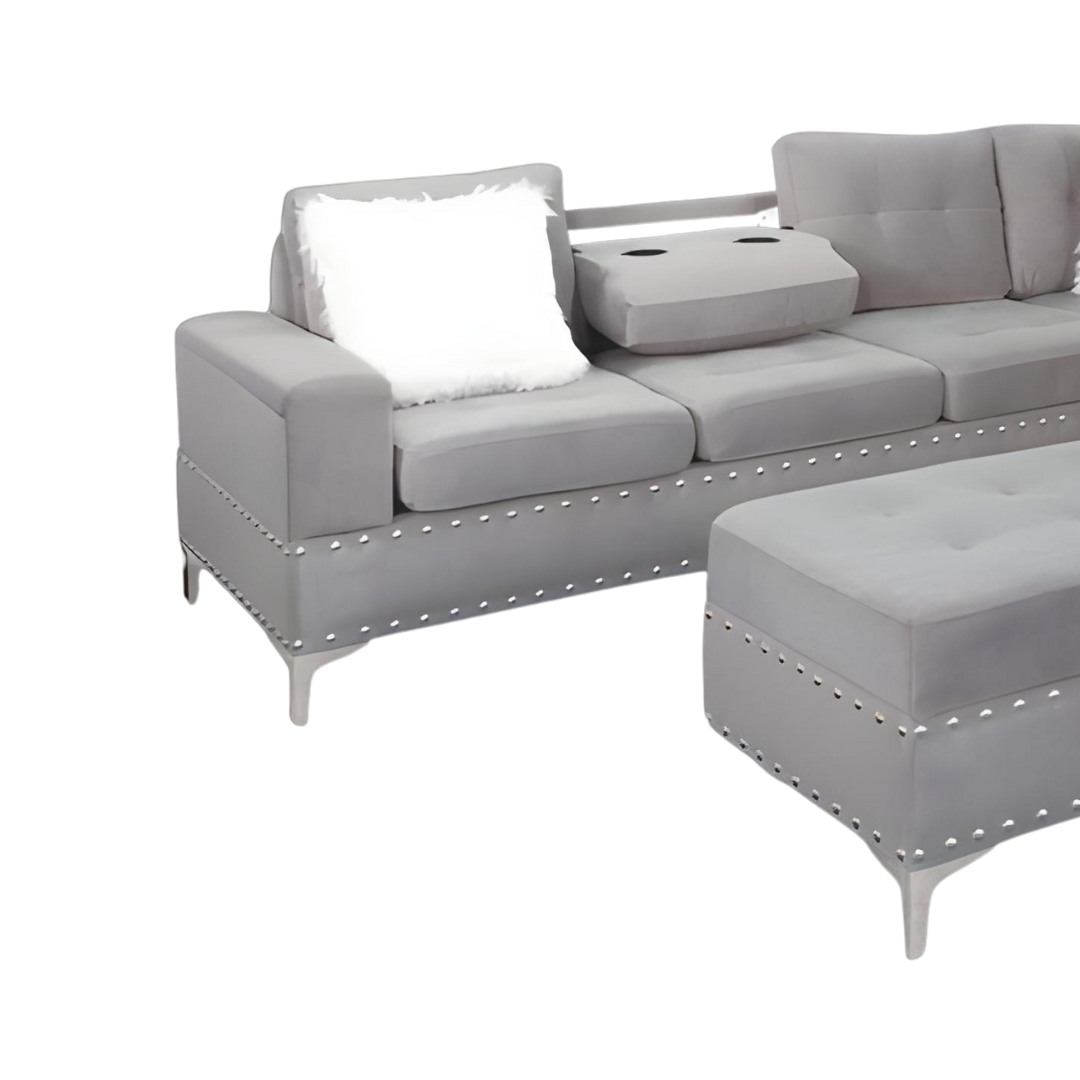 Brano – Canapé d'angle réversible – Velours gris