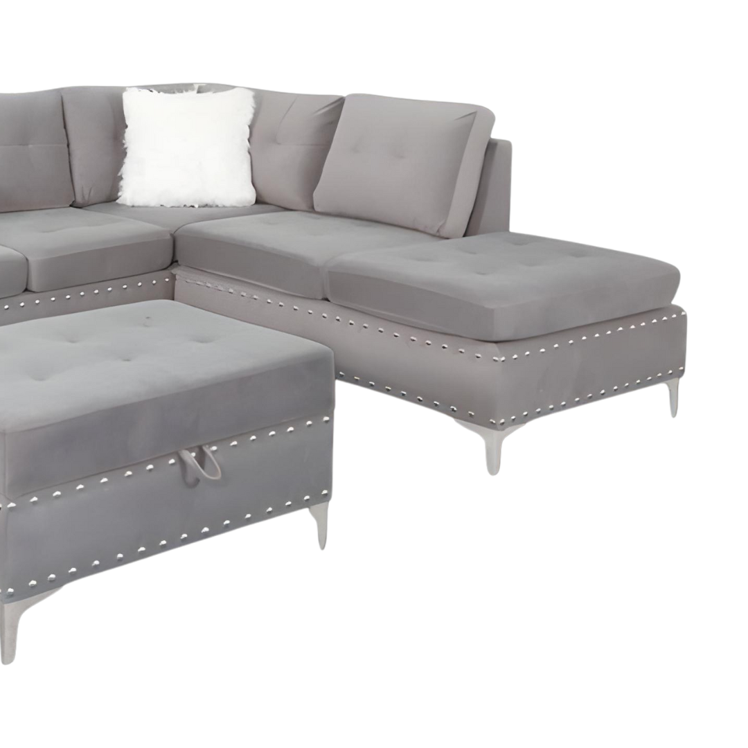 Brano – Canapé d'angle réversible – Velours gris