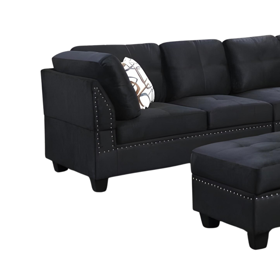 Caldo – Reversible Sofa Sectional – Black Suede