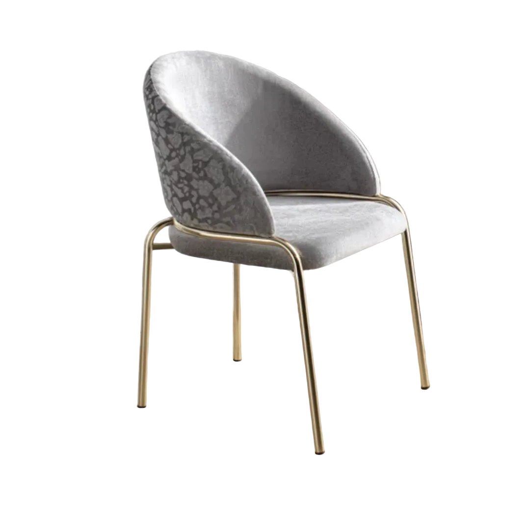 Onyxa – Lot de 2 – Chaises de salle à manger en velours gris et imprimé léopard – Pieds dorés