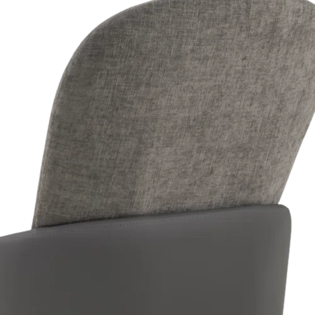 Berylia – Set of 2 – Grey fabric & PU dining chair – gold legs