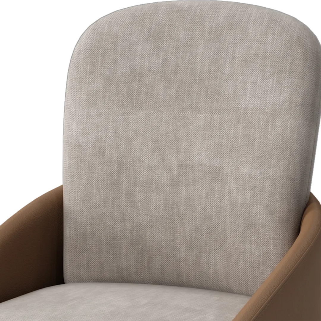 Berylia – Set of 2 – Mocha fabric & PU dining chair – gold legs