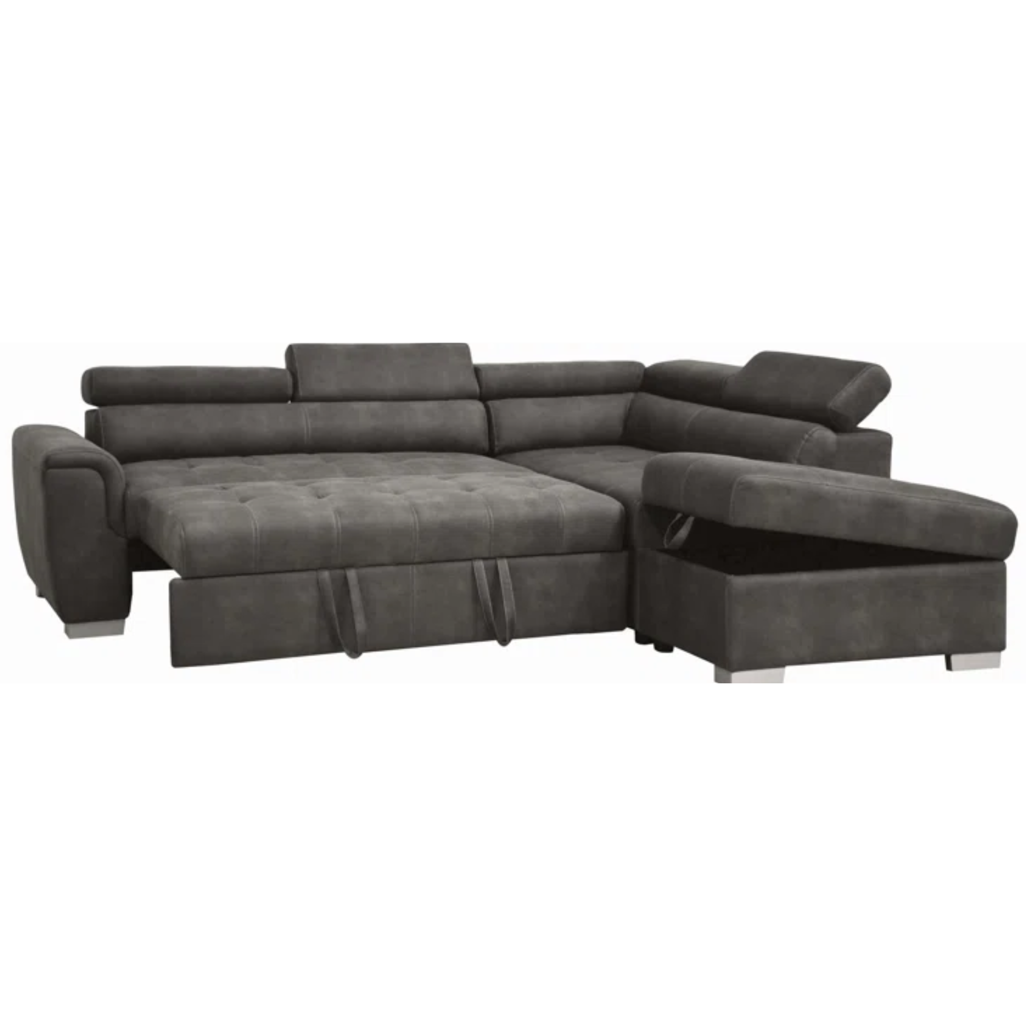 Carolina - Fabric Sofa Bed Sectional With Contrast Stitching & Adjustable Headrests