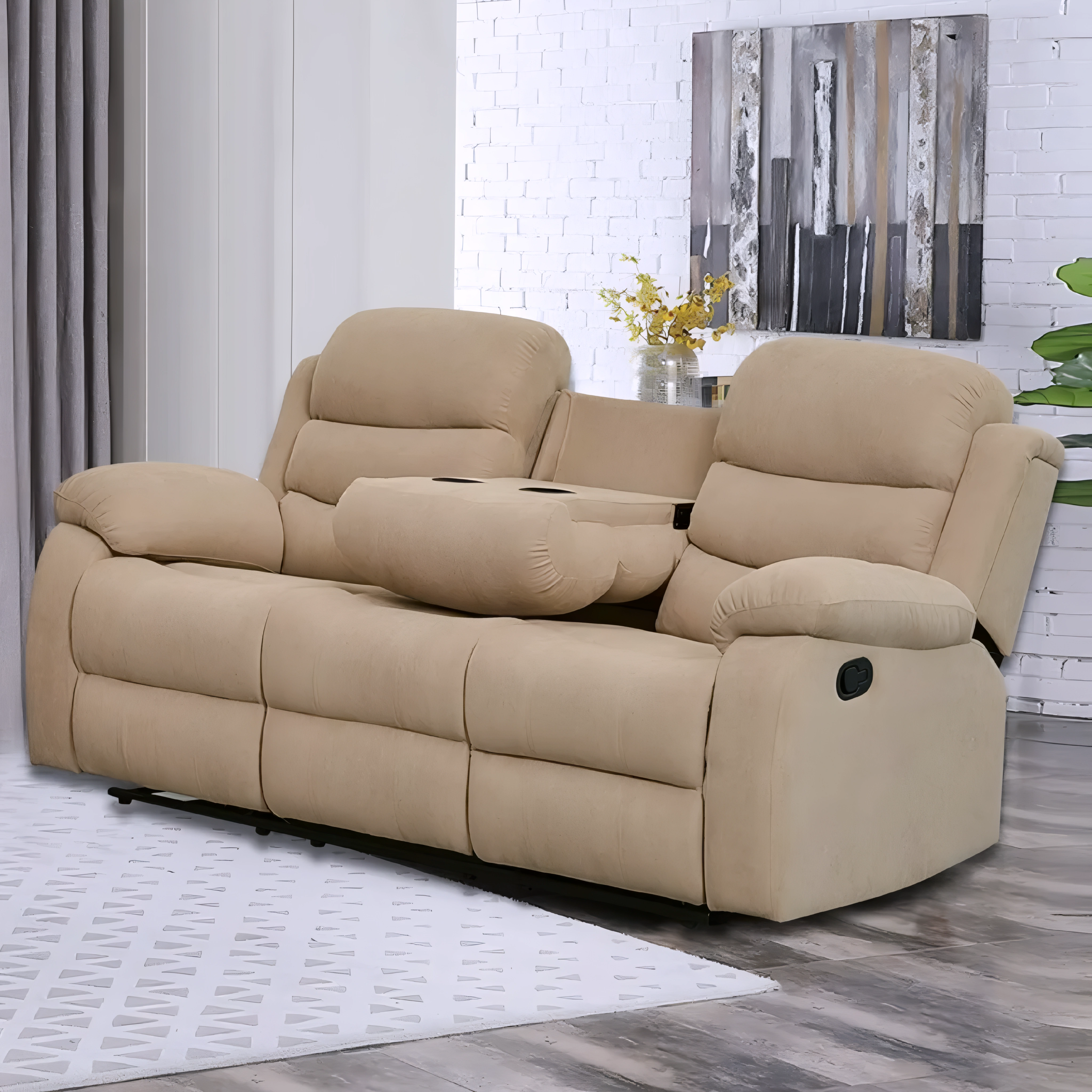Casa – Recliner Set – Beige Fabric