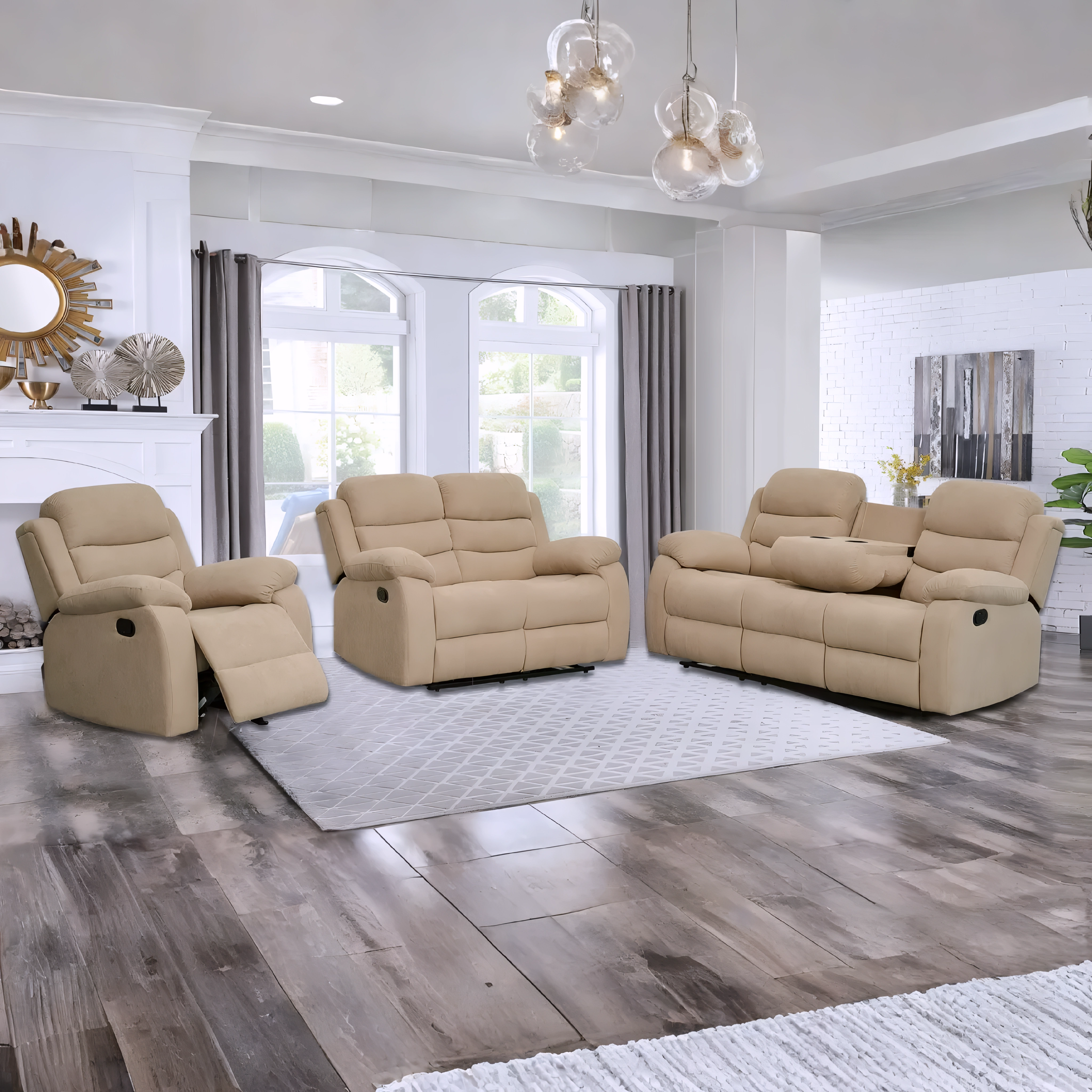 Casa – Recliner Set – Beige Fabric