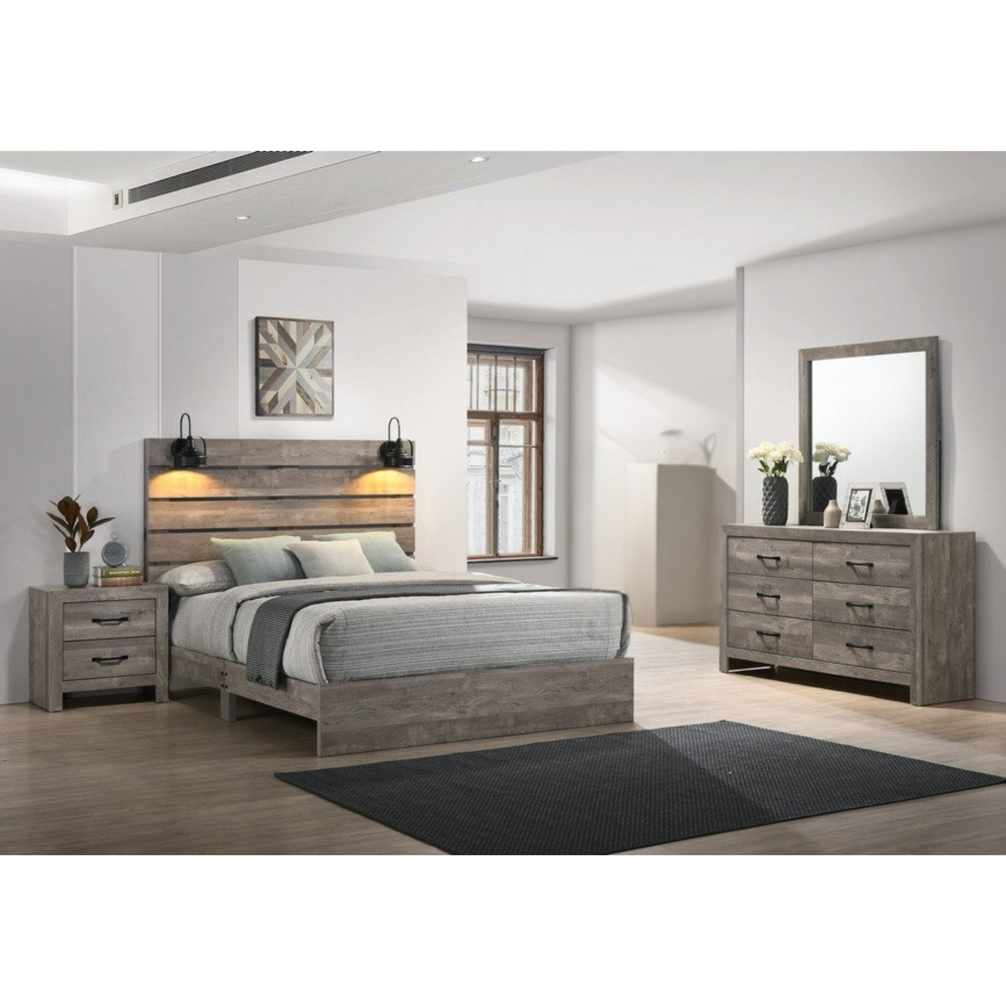 King Bedroom Set – Charlotte Driftwood Grey