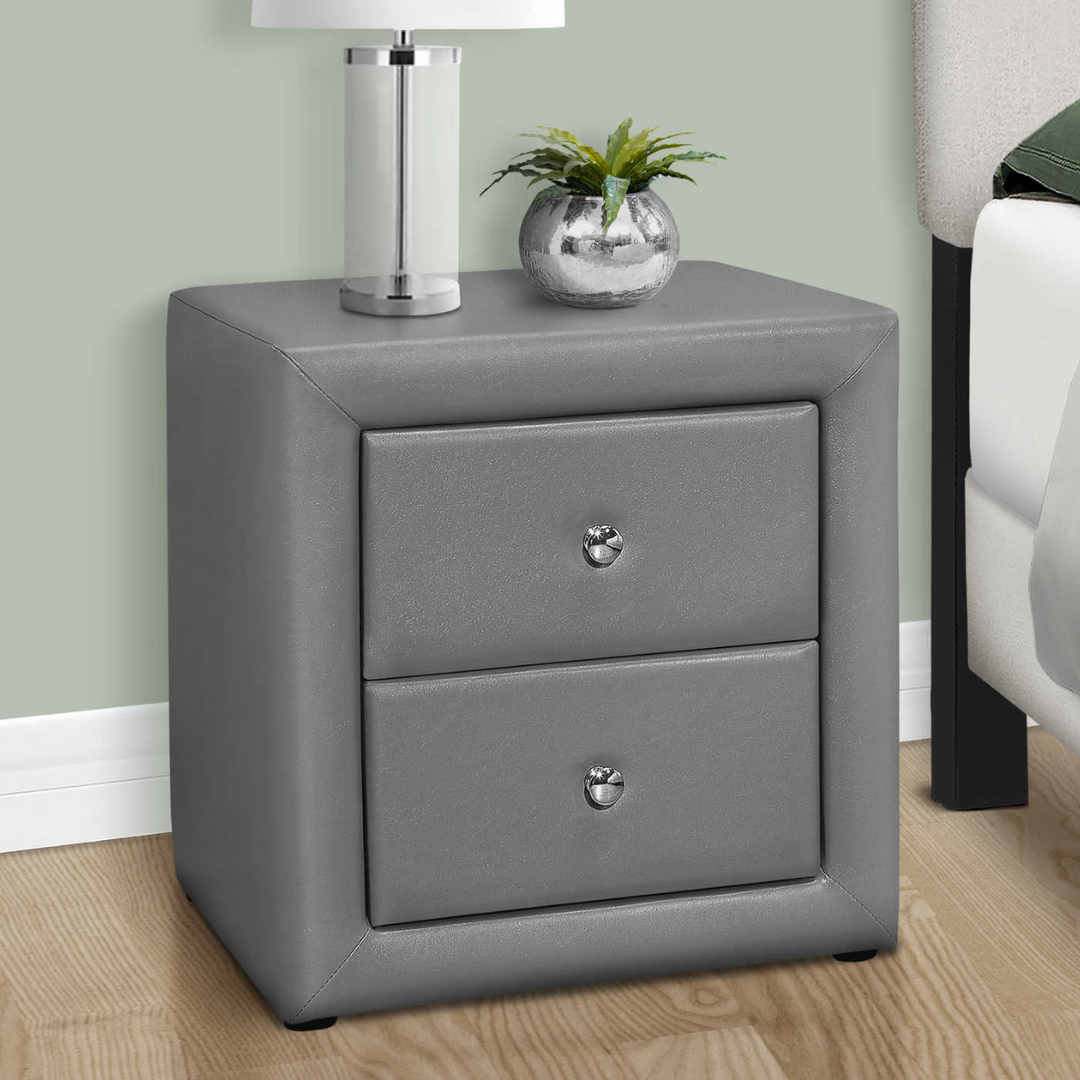 Veluxon – Table de chevet – Aspect cuir gris