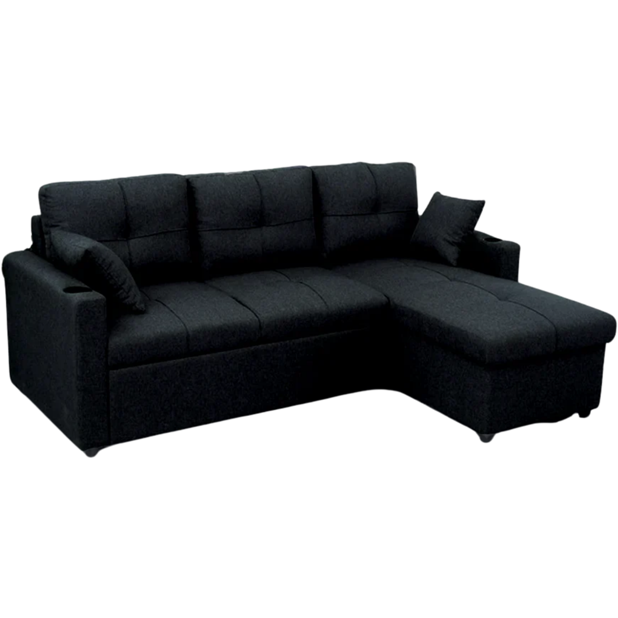 Sofa-lit Cindy en Tissu Noir Élégant avec Rangement