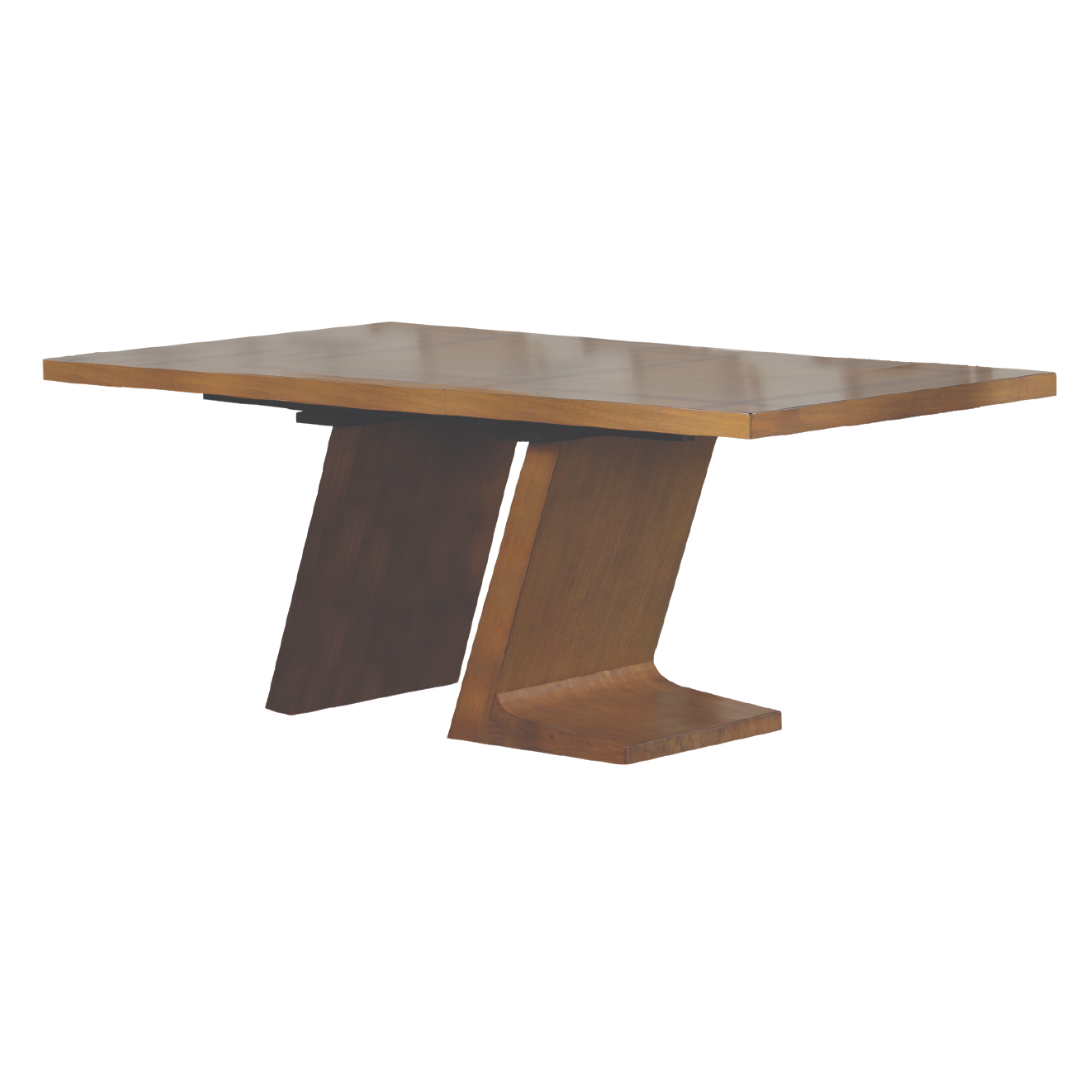 Sérénité – Ensemble de salle à manger – Table à pied central en bois / Chaises en tissu