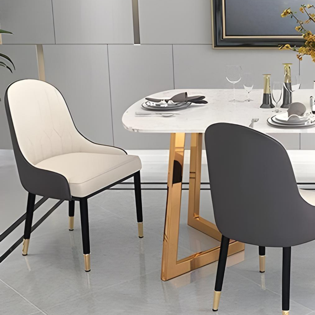 Avora – Lot de 2 – Chaise de salle à manger en tissu peluche crème