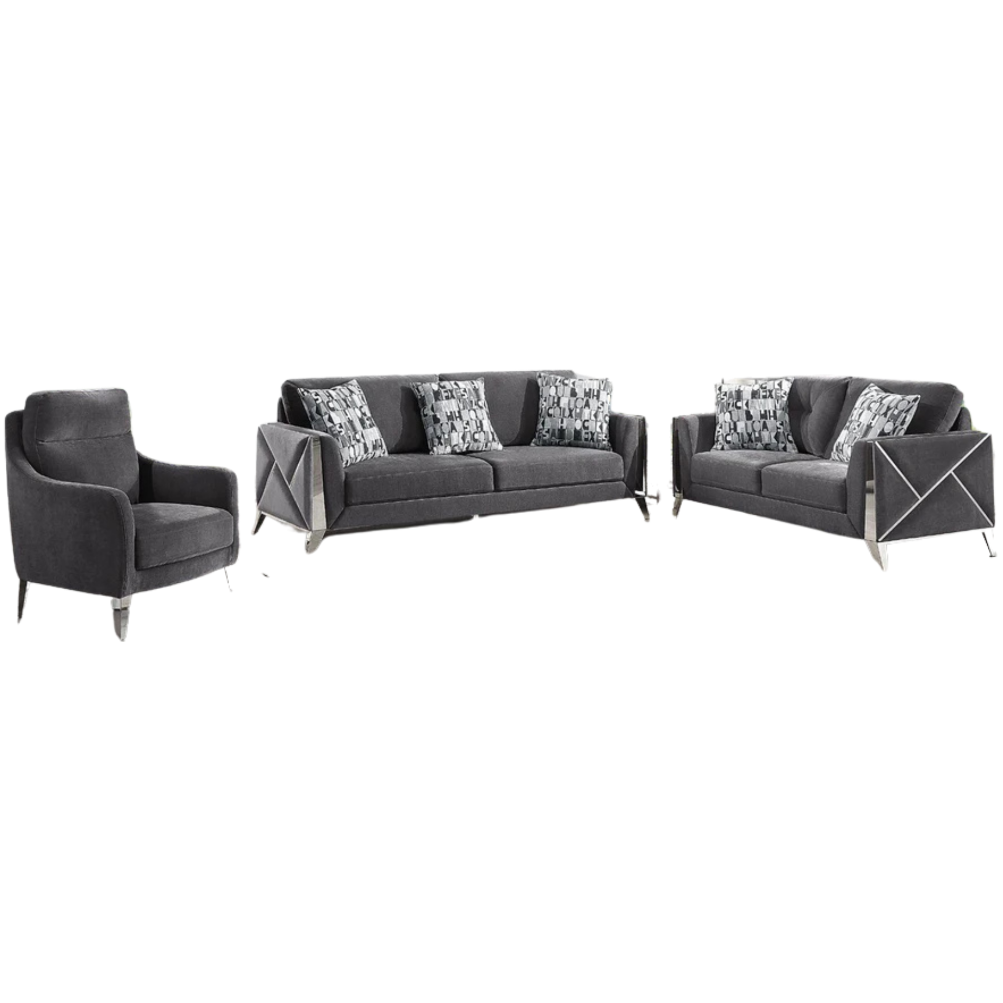 DIANA - Ensemble de canapés 3 pièces en tissu gris