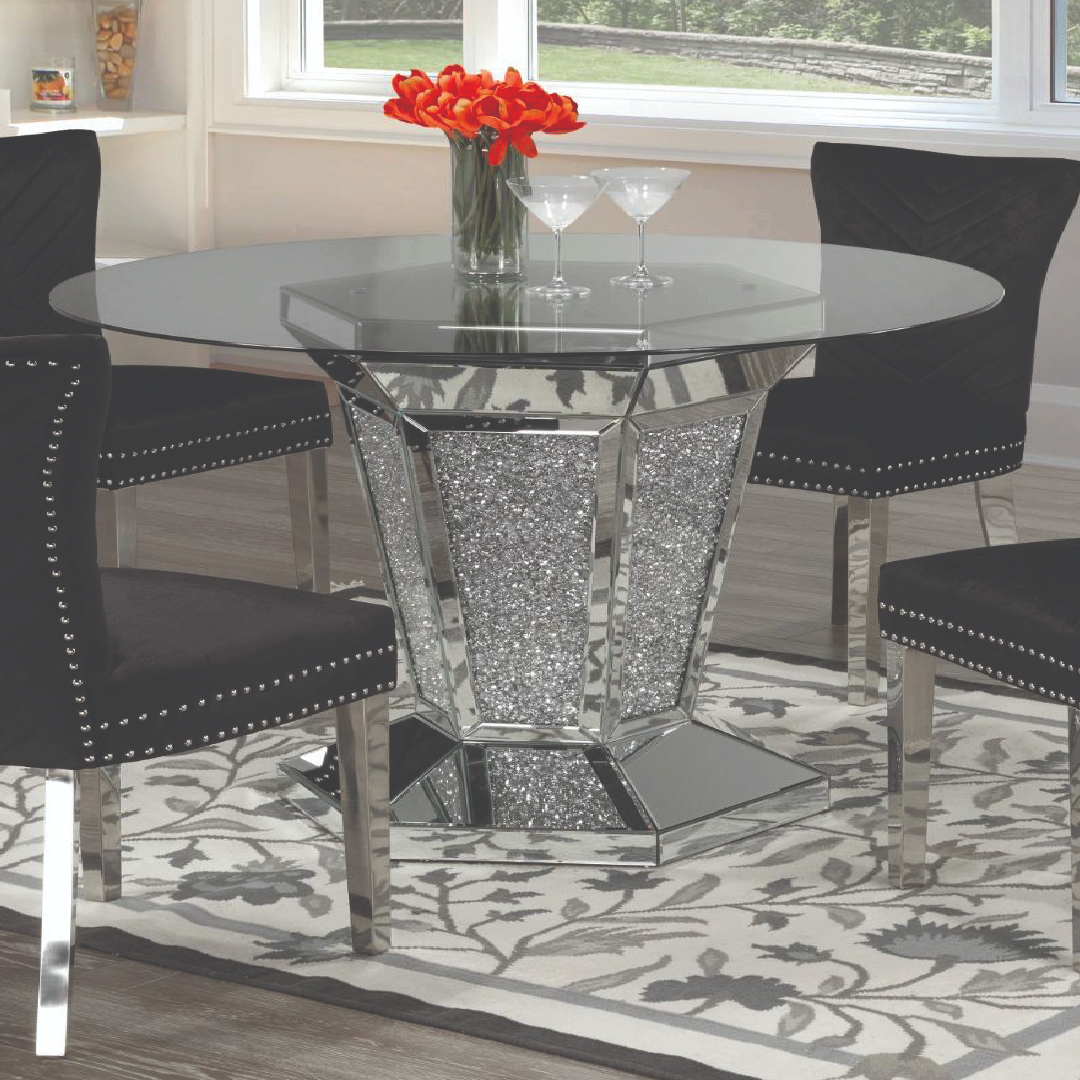 Cristallo – Dining Table – Glass Top / Crystal Chrome Base