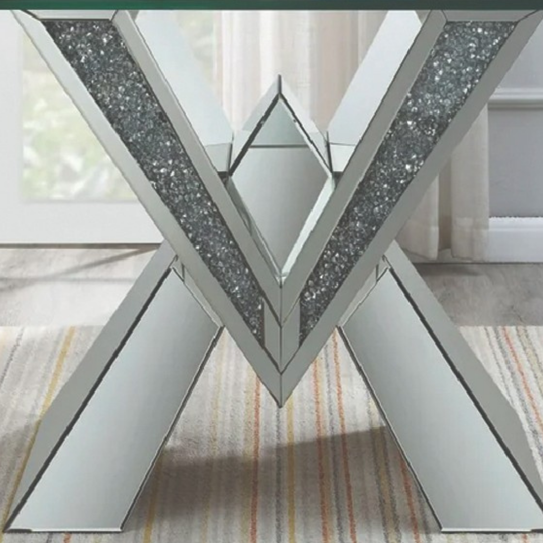 Vireon – Dining Table – Glass Top / Crystal Chrome Base