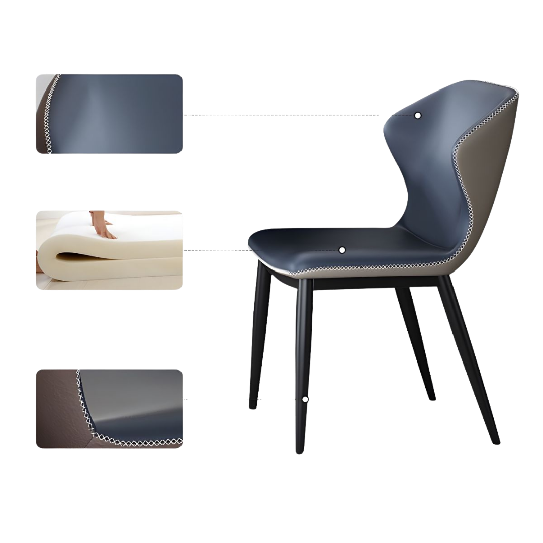 Burlo – Ensemble de salle à manger – Pierre frittée blanche / Similicuir gris