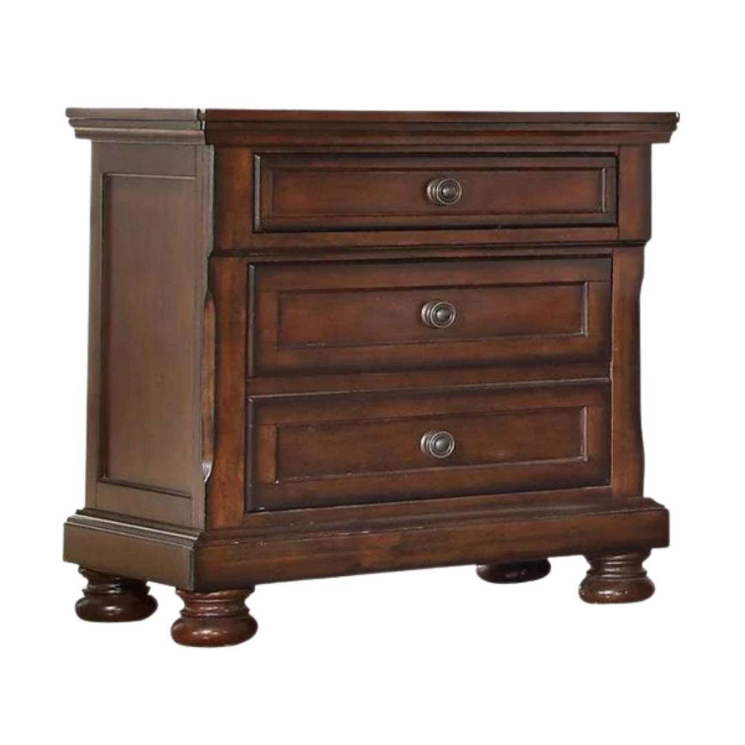 Ensemble chambre queen Dakota 6 pièces bois noyer foncé avec tête de lit capitonnée et commode – Bonito Montréal