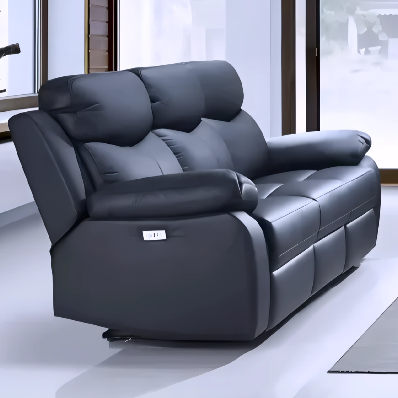 Dalten – Power Recliner Set – Genuine Leather/Match – Grey