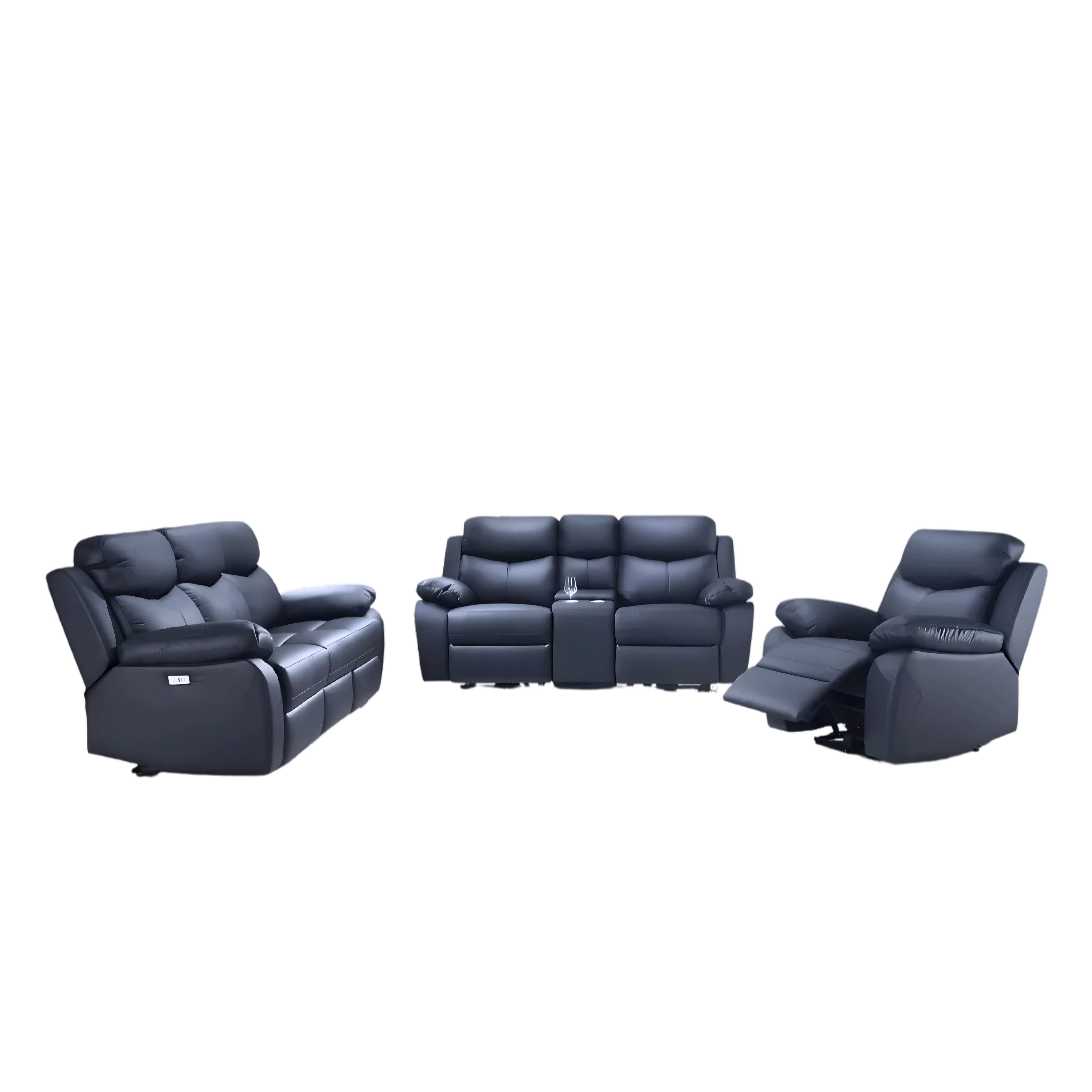 Dalten – Power Recliner Set – Genuine Leather/Match – Grey