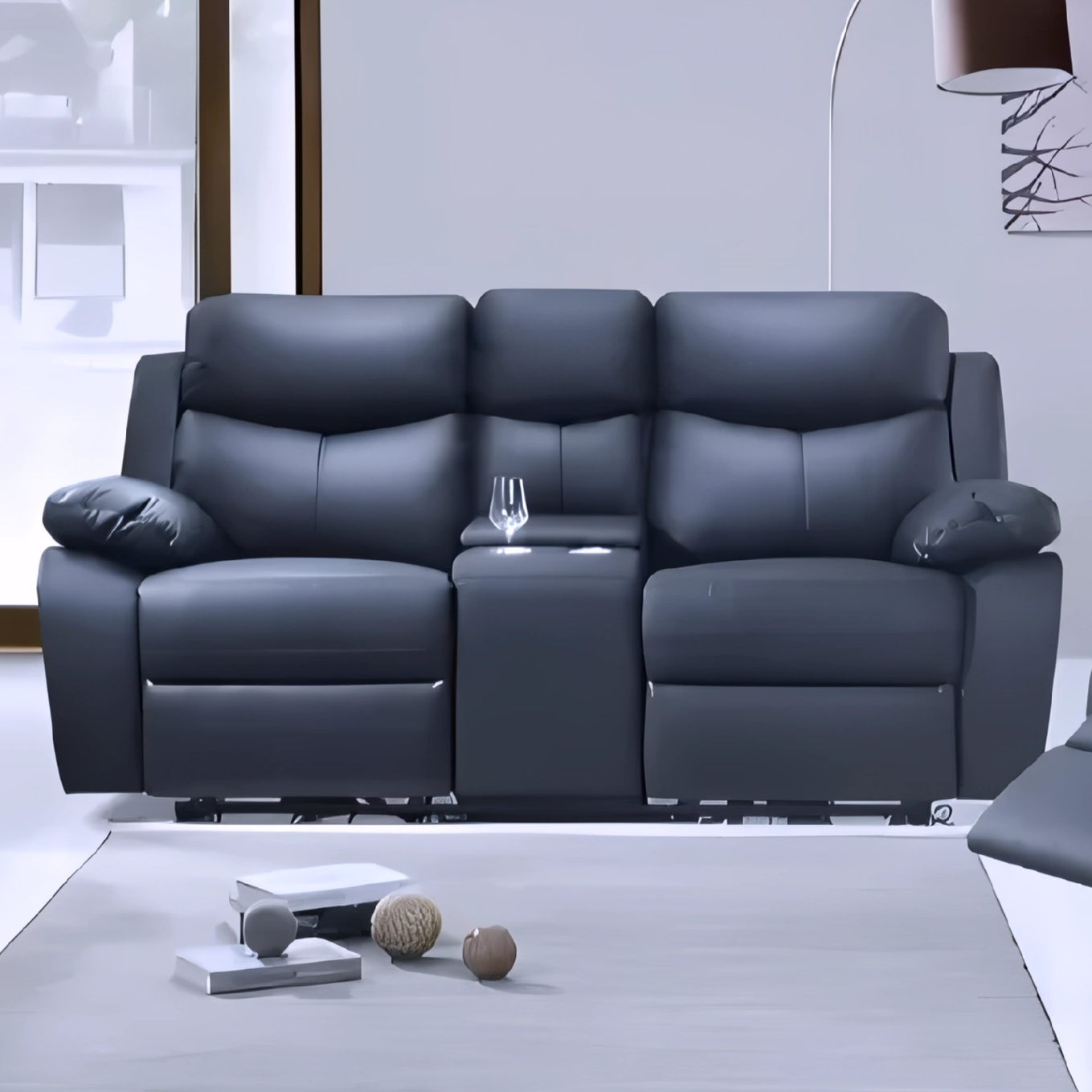 Dalten – Power Recliner Set – Genuine Leather/Match – Grey