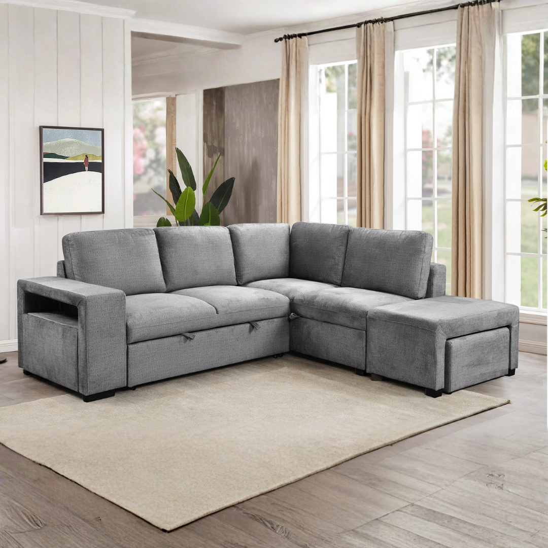 Dellali – Canapé-lit d'angle – Gris