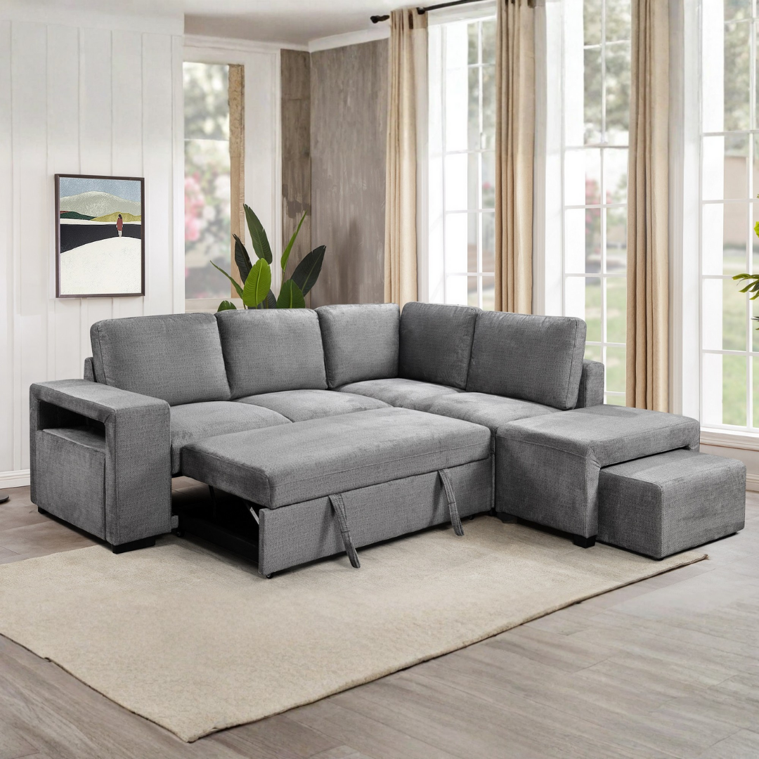 Dellali – Canapé-lit d'angle – Gris