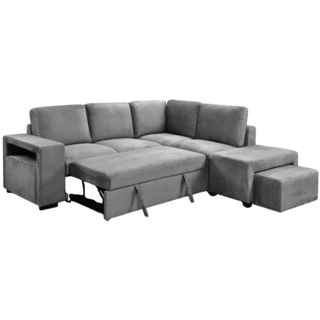 Dellali – Canapé-lit d'angle – Gris