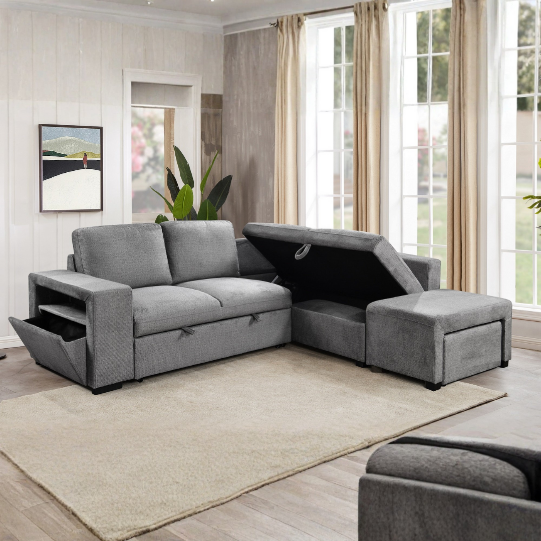 Dellali – Canapé-lit d'angle – Gris