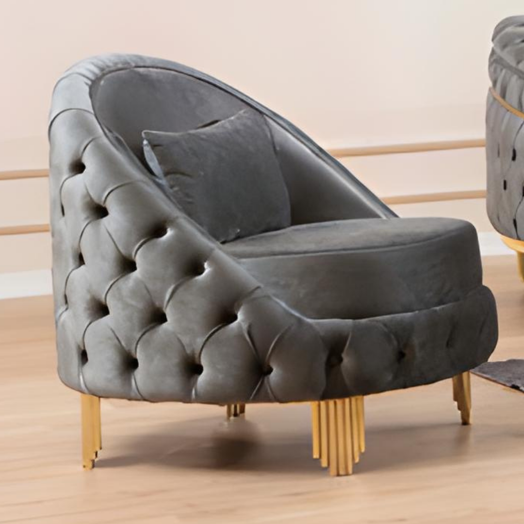 Deras – Velvet Sofa Set – Grey