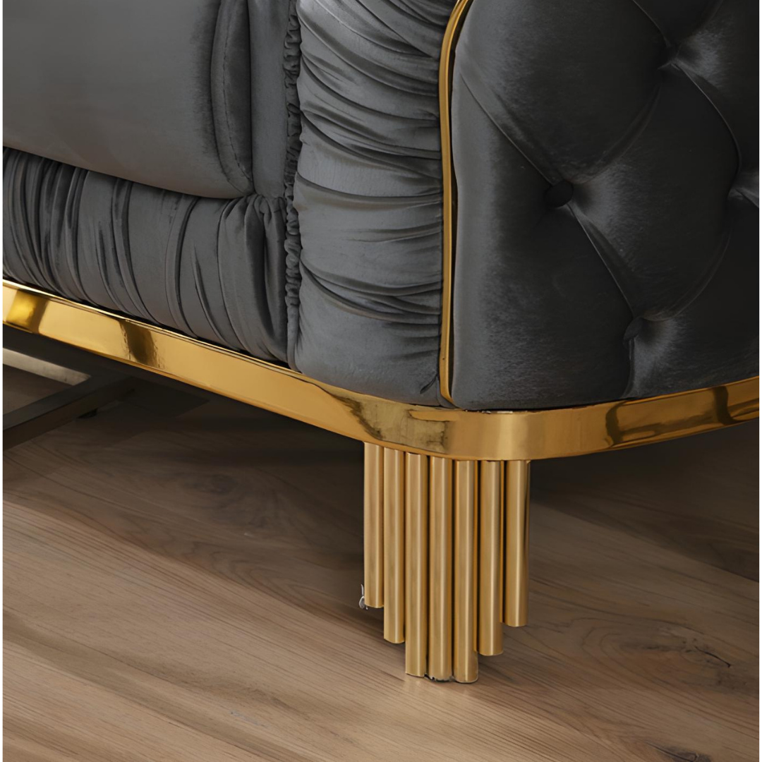 Deras – Velvet Sofa Set – Grey