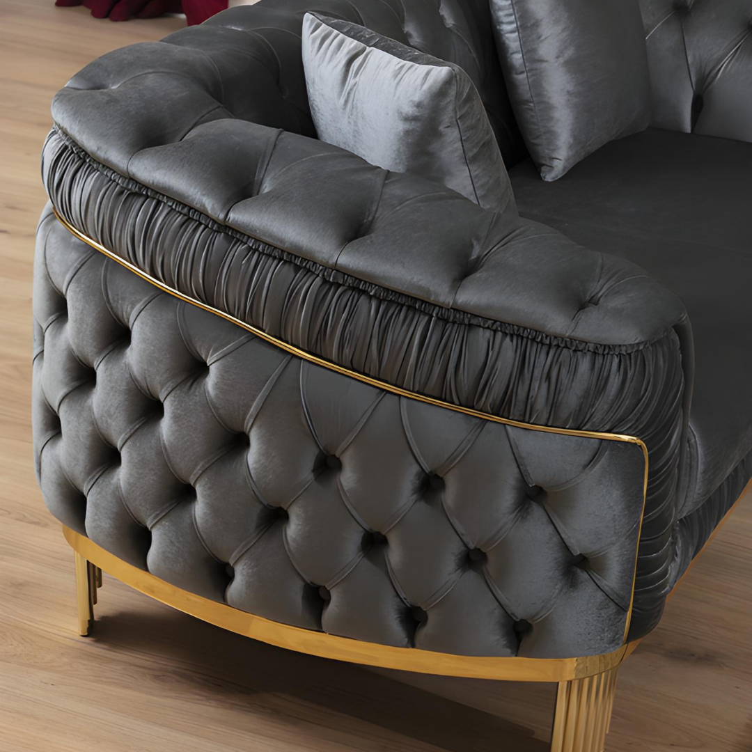 Deras – Velvet Sofa Set – Grey