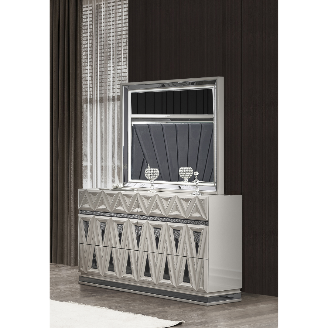 Diamara – Ensemble de chambre à coucher – Queen – Laque grise