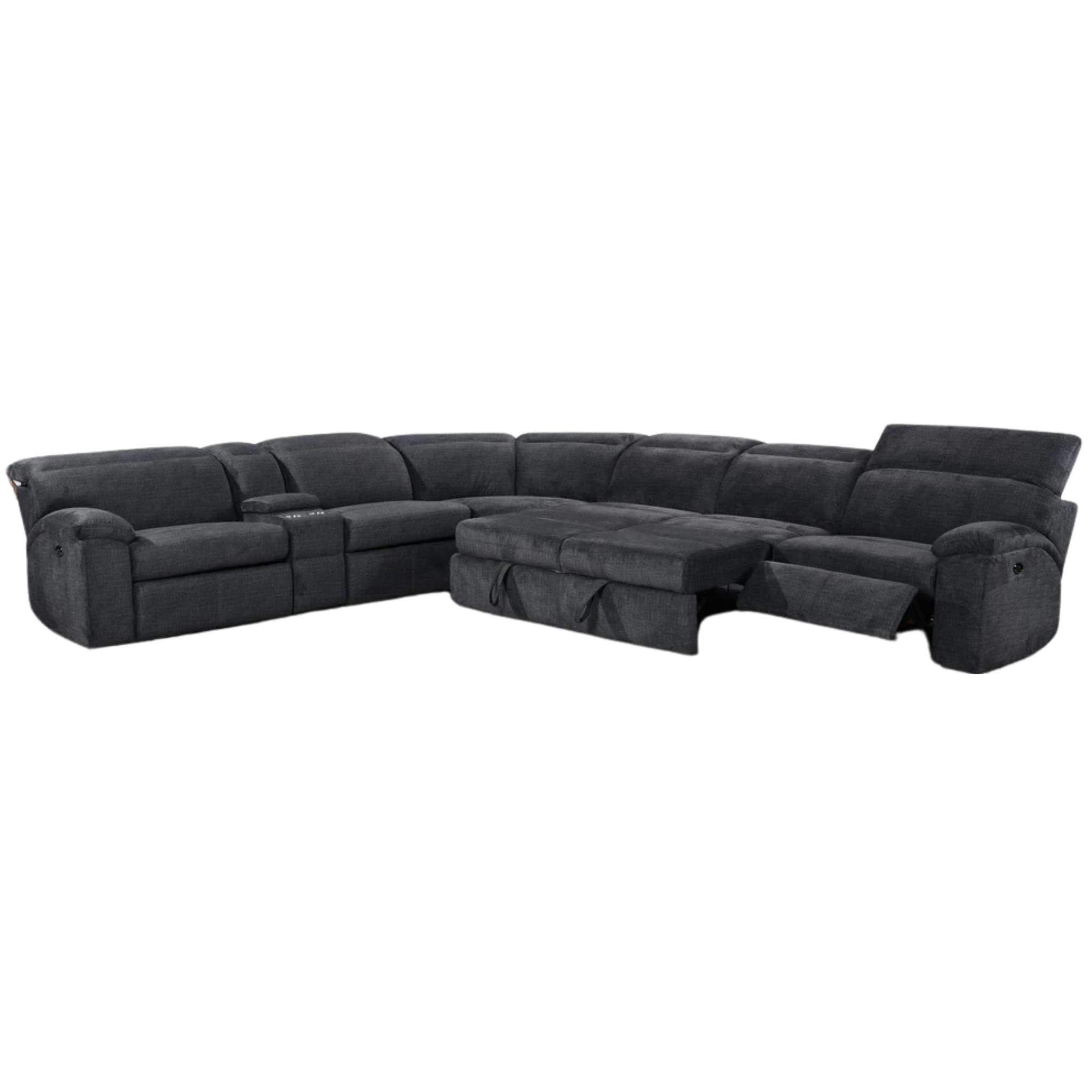 EDISON - Power Recliner Corner Sectional With Adjustable Headrests, Storage & Pull Out Bed