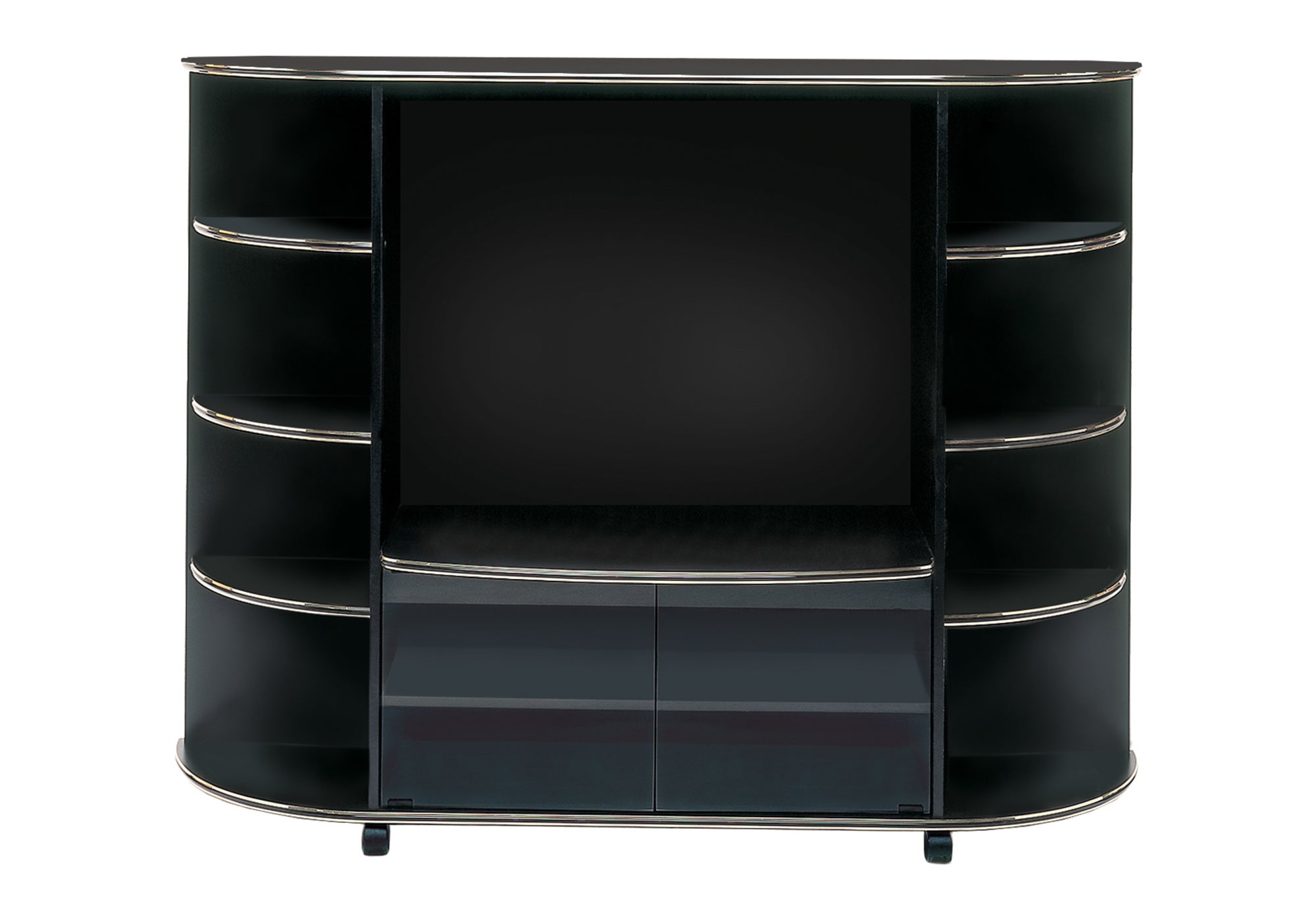 BOOKCASE - BLACK / GOLD ACCENT STORAGE UNIT # ET 9405