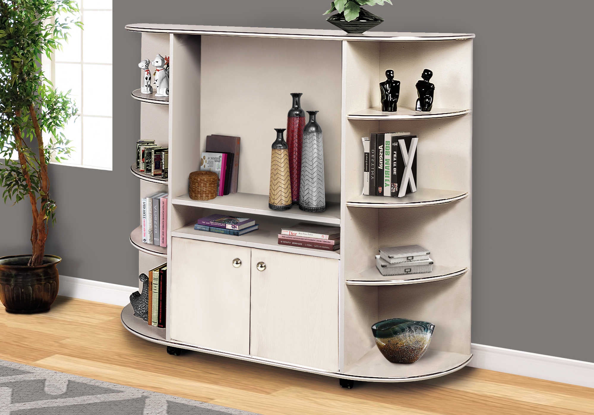 BOOKCASE - BEIGE / GOLD / STORAGE UNIT # ET 8805