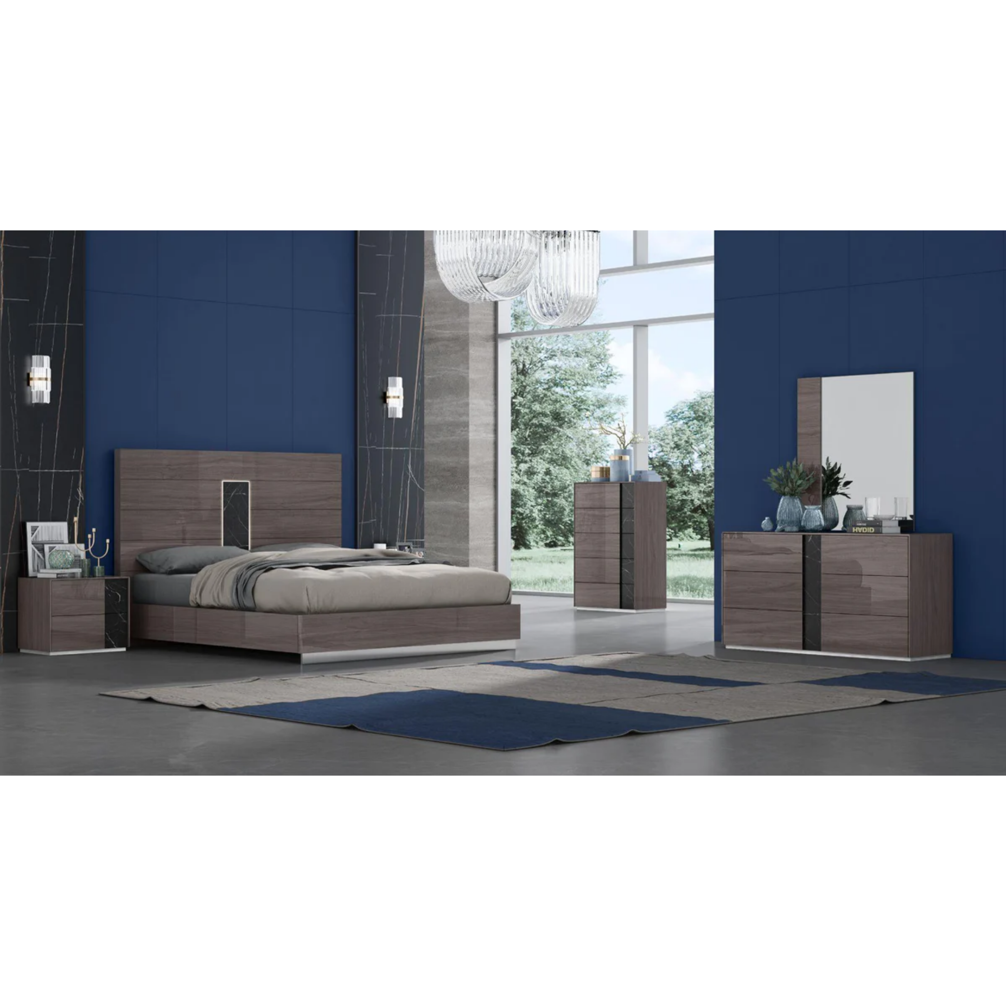 King Bedroom Set – Elliot Grey Lacquer