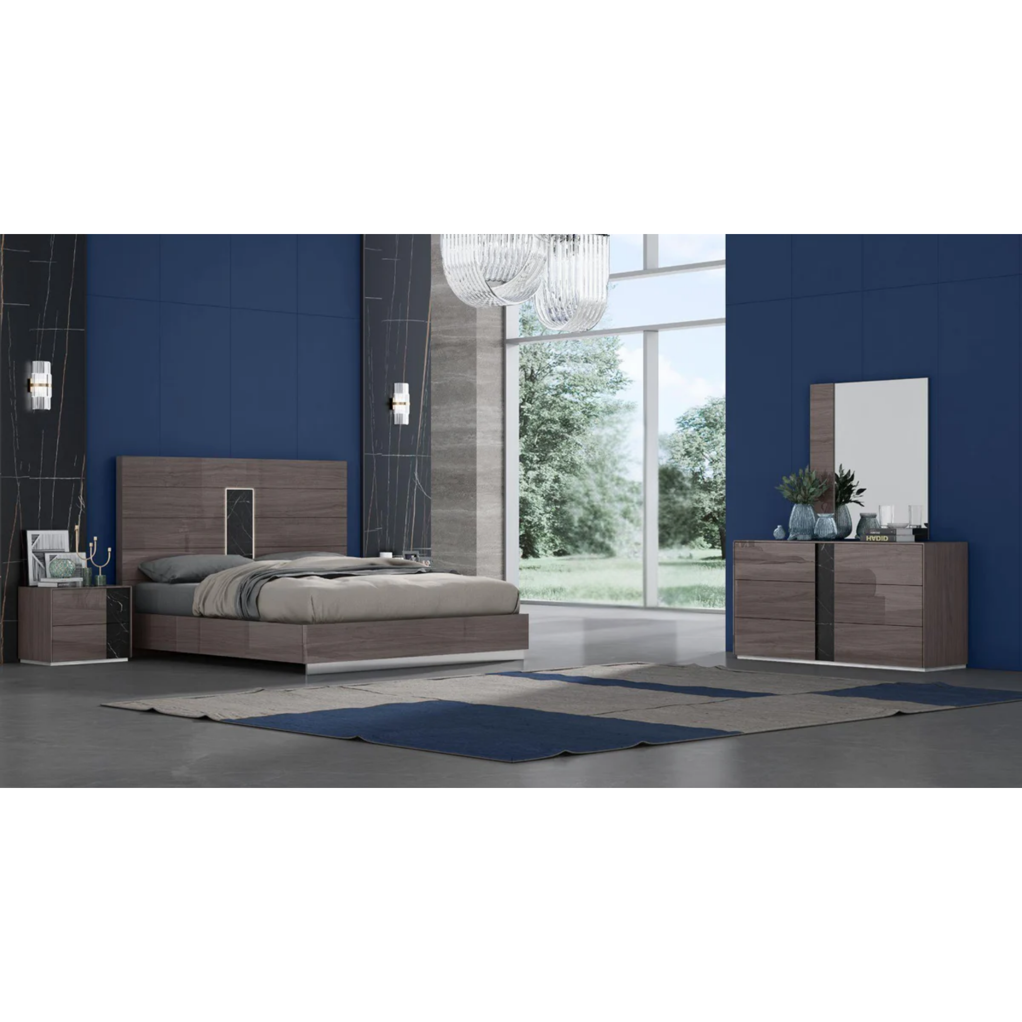 King Bedroom Set – Elliot Grey Lacquer