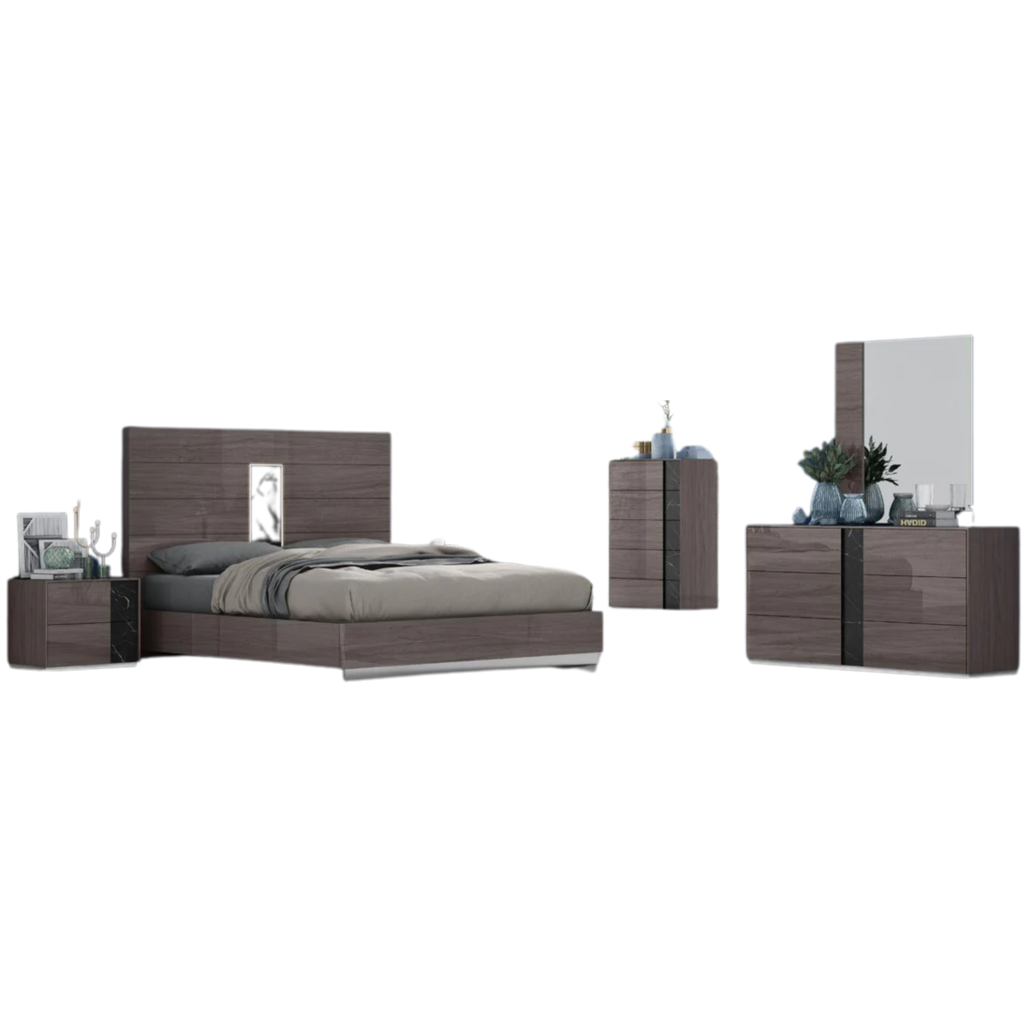 Queen Bedroom Set – Elliot Grey Lacquer