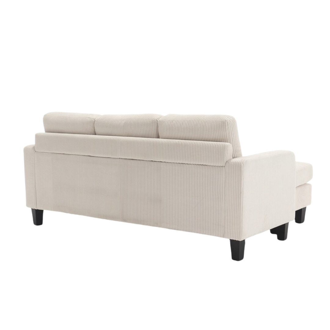 Elmo – Reversible Corduroy Sofa with Storage Chaise – Beige