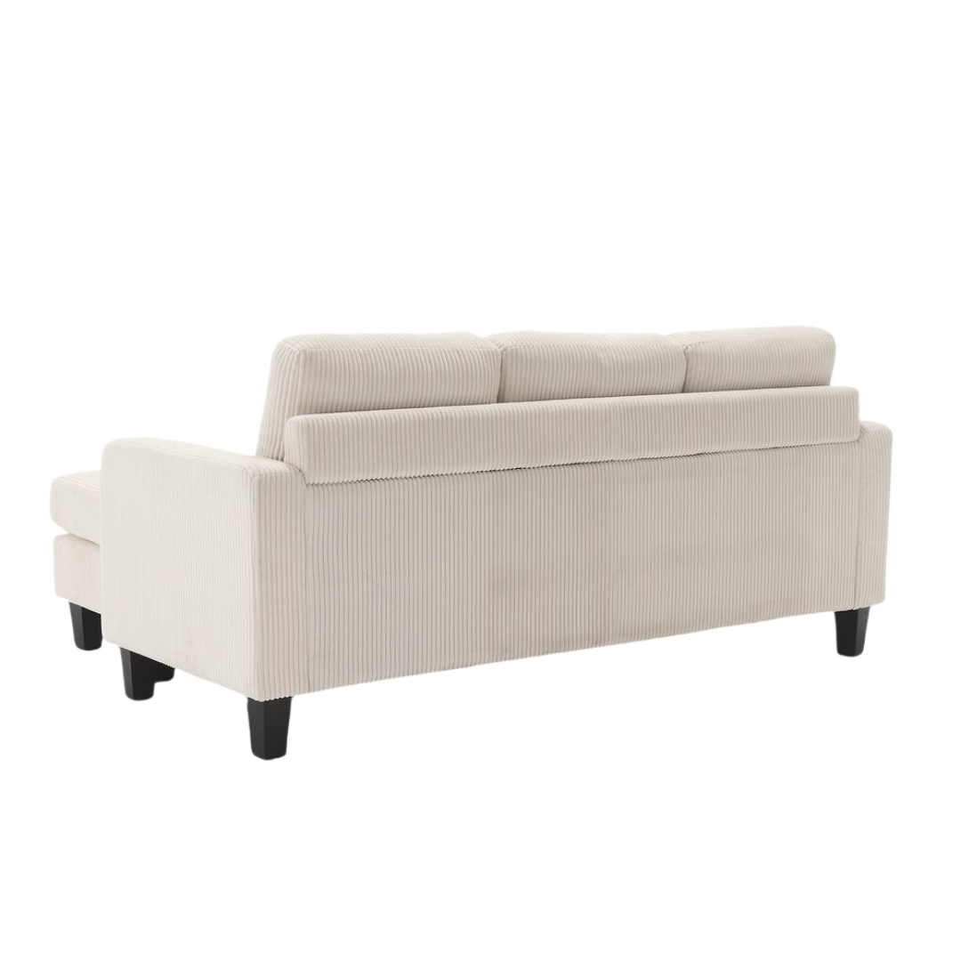Elmo – Reversible Corduroy Sofa with Storage Chaise – Beige